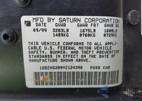 2000 Saturn Sl1 from USA, damaged, VIN 1G8ZH5289YZ124396